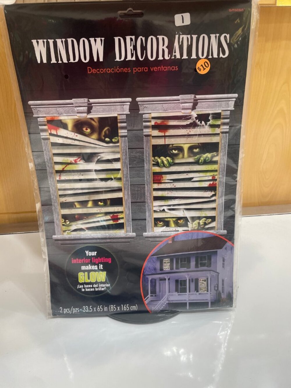 Halloween Window Decorations - Zombie Blinds Glow 2-Piece